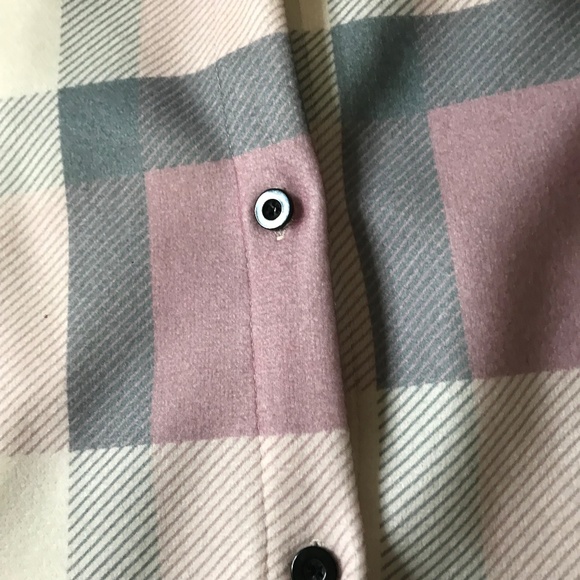Plaid Shacket Jacket Shirt Pink Gray Cream Button Front Overshirt XXL - Picture 4 of 10